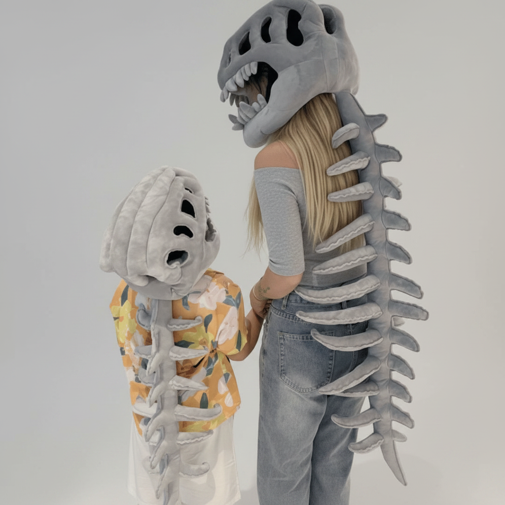 Halloween Kostium Dinozaura Maska Czaszka Pluszowa z Kręgosłupem dla Dzieci - Image 1