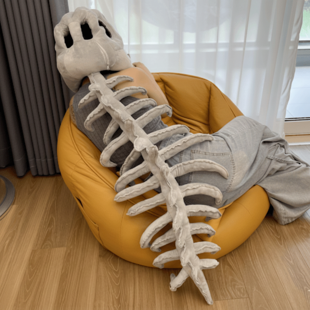 Halloween Kostium Dinozaura Pluszowy dla Dzieci z Czaszką i Kręgosłupem Czapka - Image 1