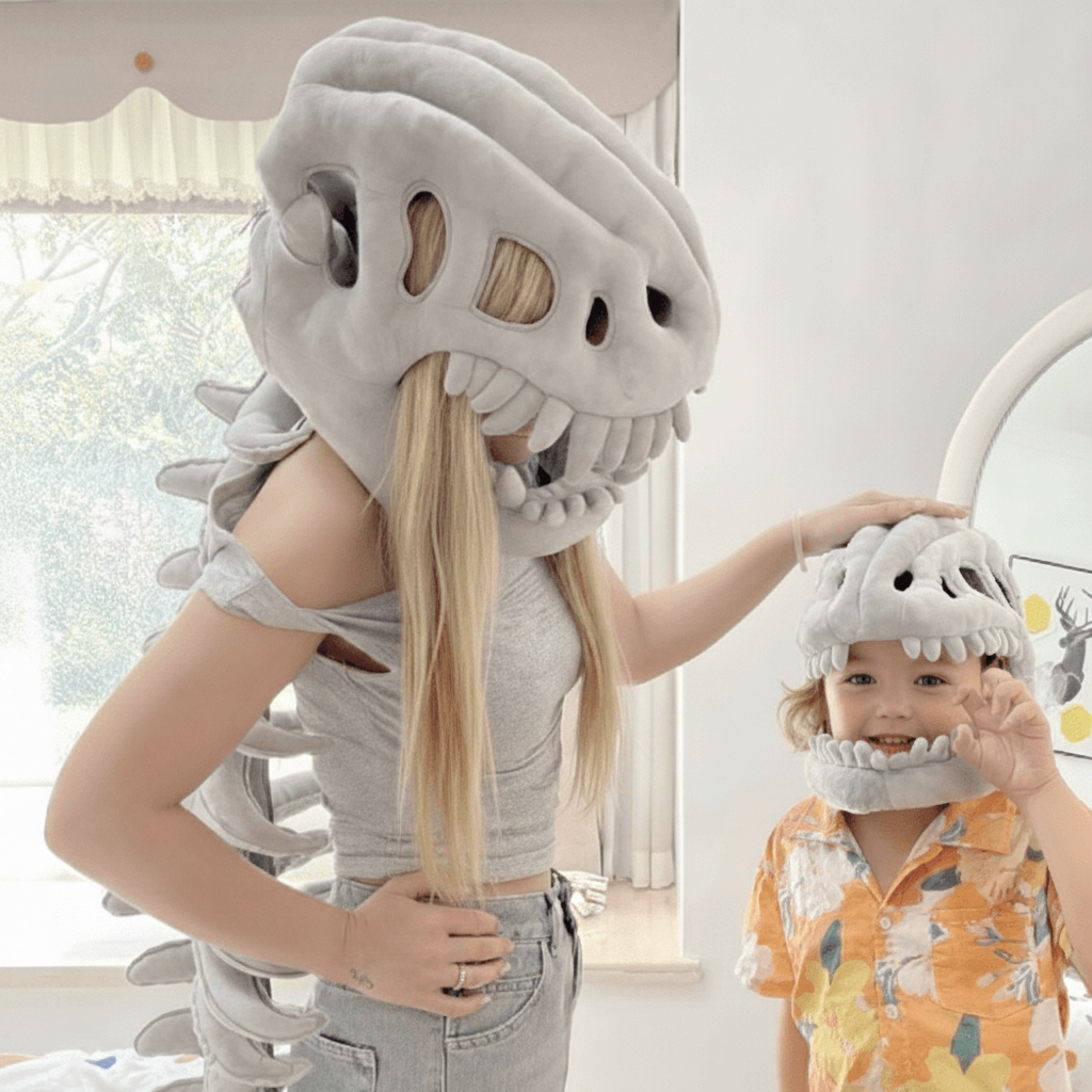 Halloween Kostium Dinozaura Pluszowy dla Dzieci z Czaszką i Kręgosłupem Czapka - Image 2