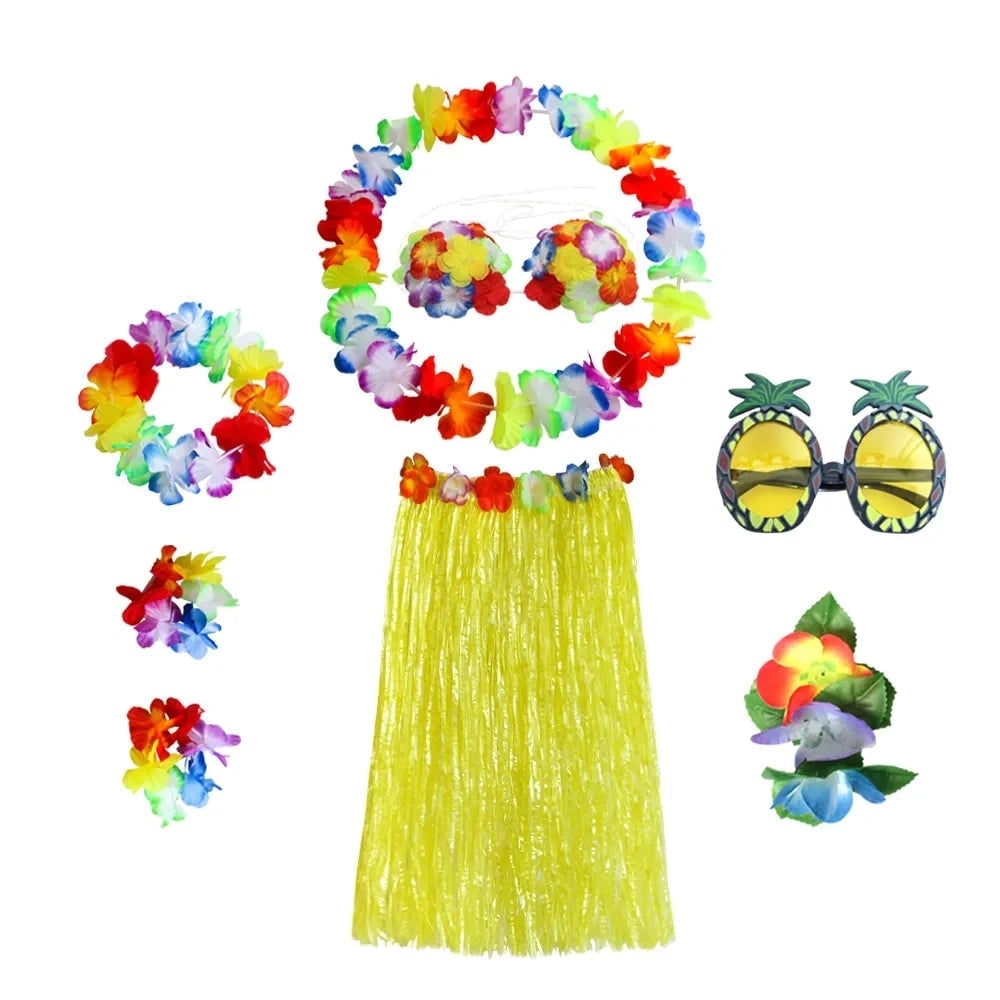 Halloween Kostium Hawajski Strój Imprezowy ze Spódnicą Hula i Akcesoriami Damski - Image 10