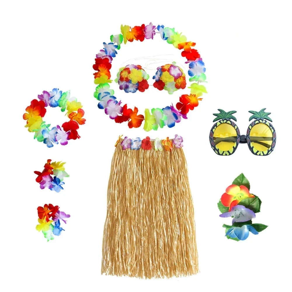 Halloween Kostium Hawajski Strój Imprezowy ze Spódnicą Hula i Akcesoriami Damski - Image 11
