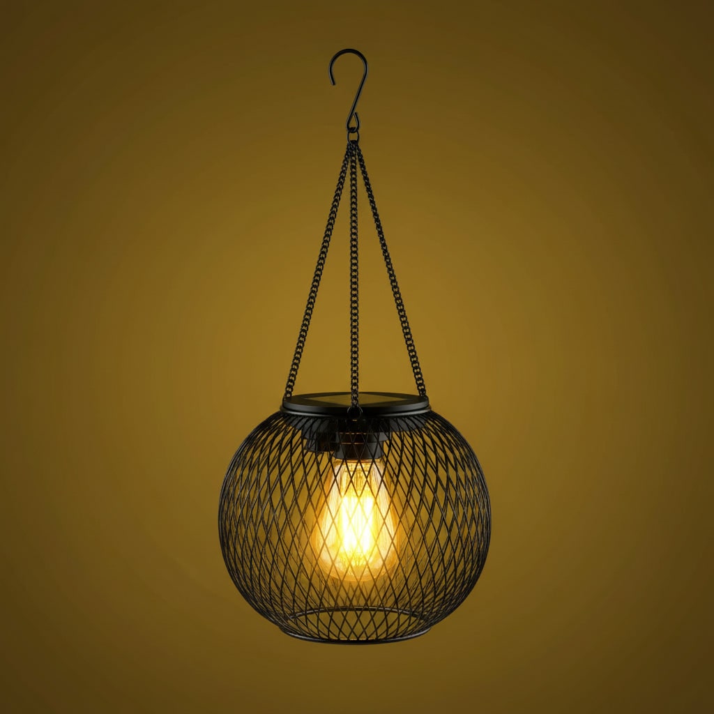 Halloween Lampa Solarna Wisząca Ogrodowa Uliczna z Metalową Siatką i LED Ciepłym światłem - Image 1