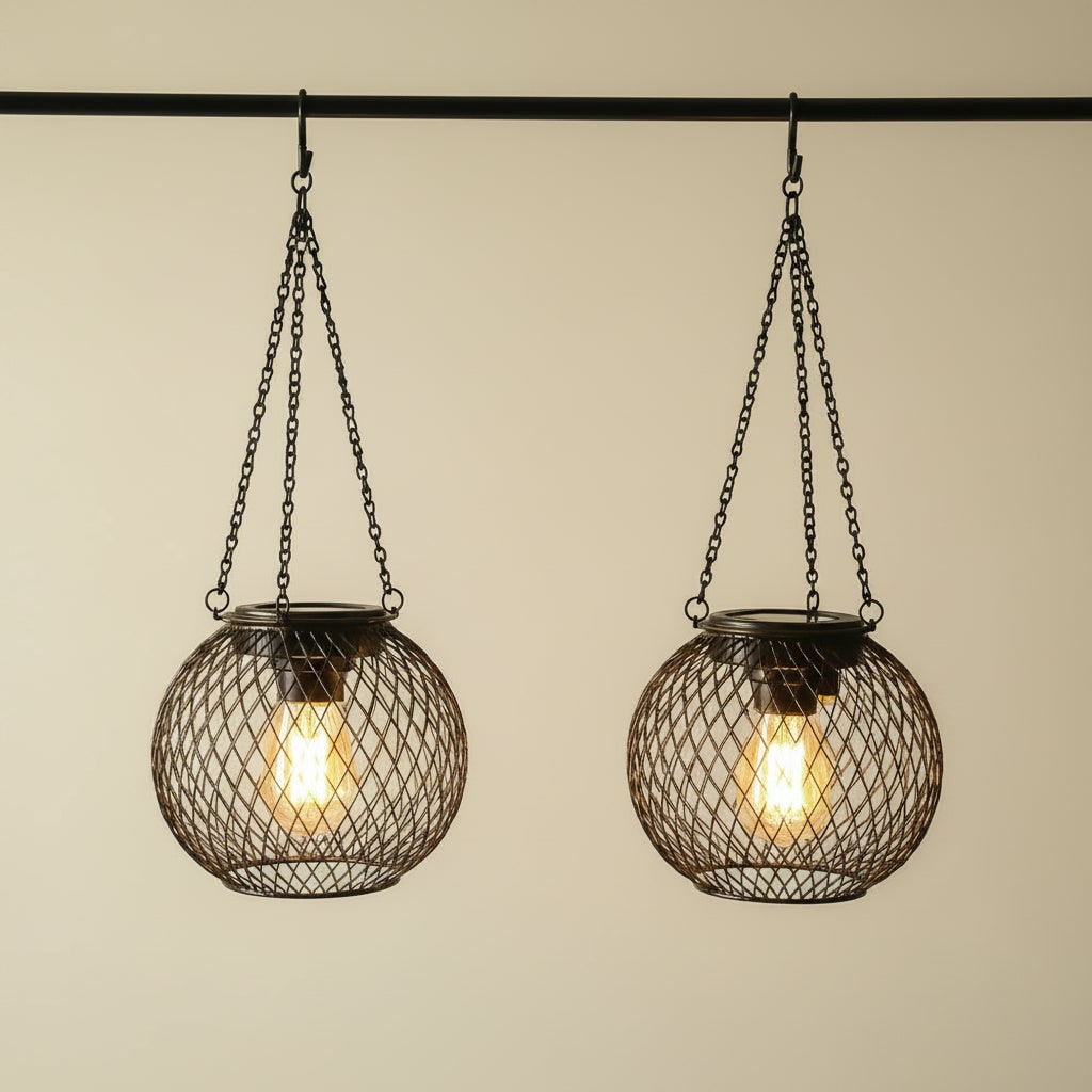 Halloween Lampa Solarna Wisząca Ogrodowa Uliczna z Metalową Siatką i LED Ciepłym światłem - Image 2