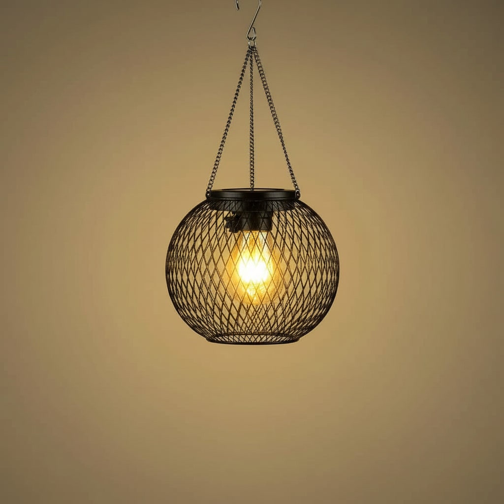 Halloween Lampa Solarna Wisząca Ogrodowa Uliczna z Metalową Siatką i LED Ciepłym światłem - Image 3
