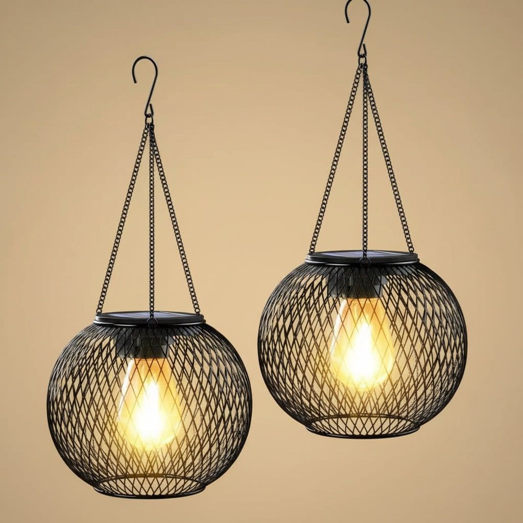 Halloween Lampa Solarna Wisząca Ogrodowa Uliczna z Metalową Siatką i LED Ciepłym światłem - Image 4