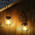 Halloween Lampa Solarna Wisząca Ogrodowa Uliczna z Metalowym Kloszem Siatkowym i LED Retro - Image 1