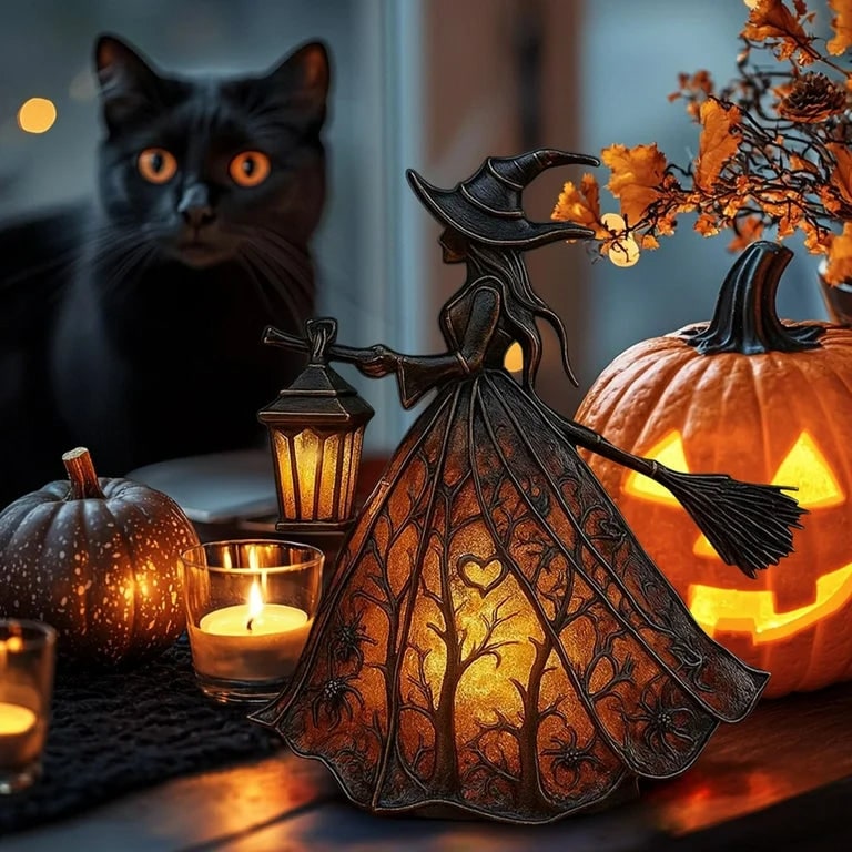 Halloween Lampka Czarownica z LED Lampionem Dekoracyjna na Imprezę - Image 4