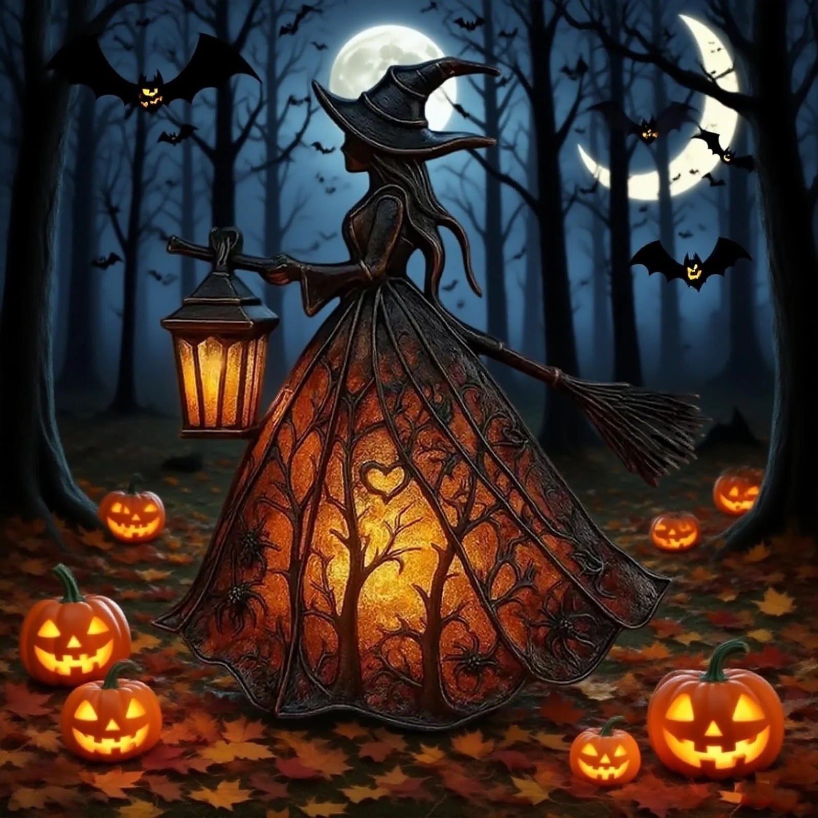 Halloween Lampka Czarownica z LED Lampionem Dekoracyjna na Imprezę - Image 5
