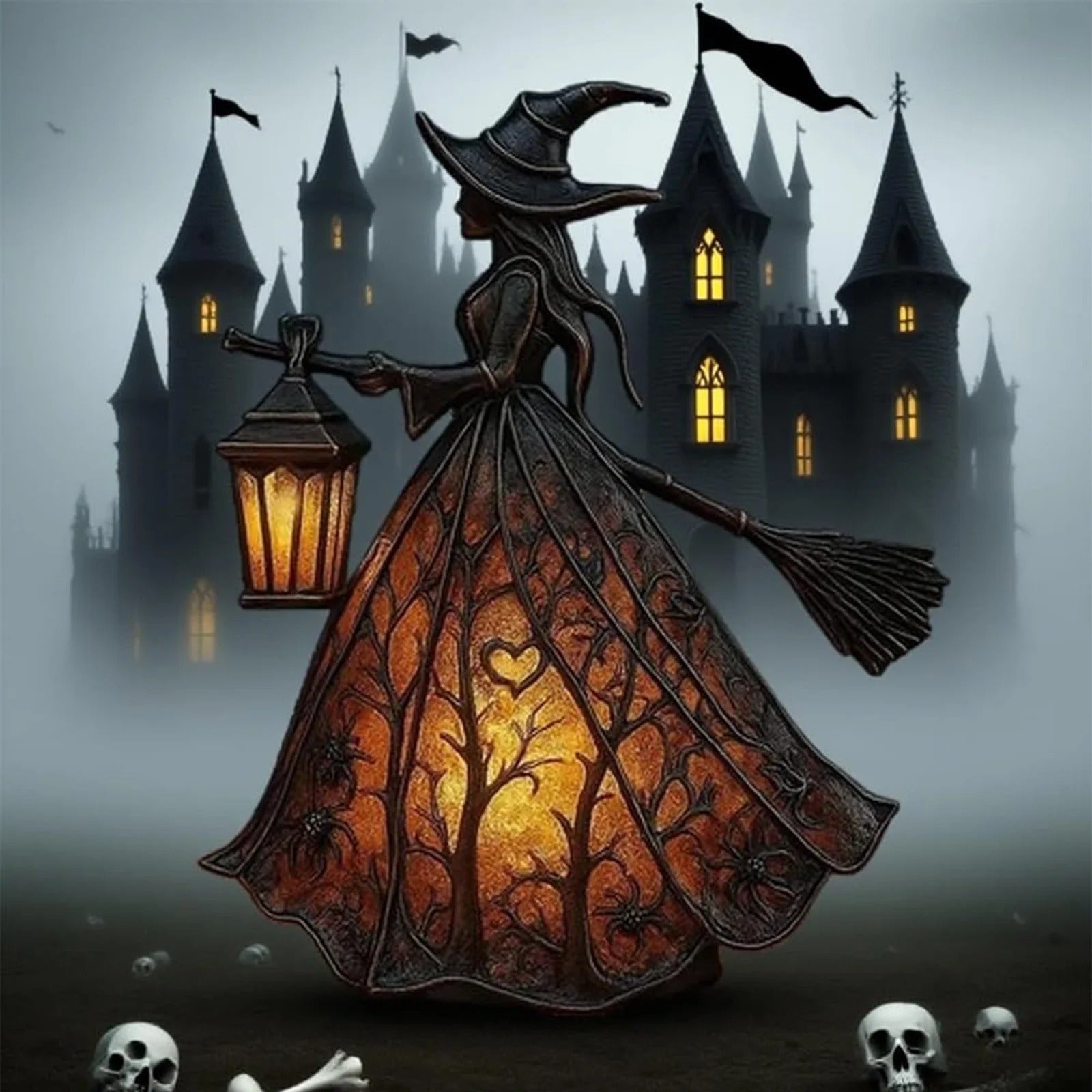Halloween Lampka Czarownica z LED Lampionem Dekoracyjna na Imprezę - Image 7