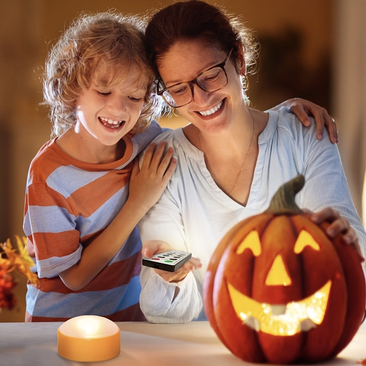 Halloween Lampki LED do Dyni z Pilotem Bezpłomieniowe Dekoracja Ogrodowa Dekoracje Dla Dzieci - Image 2