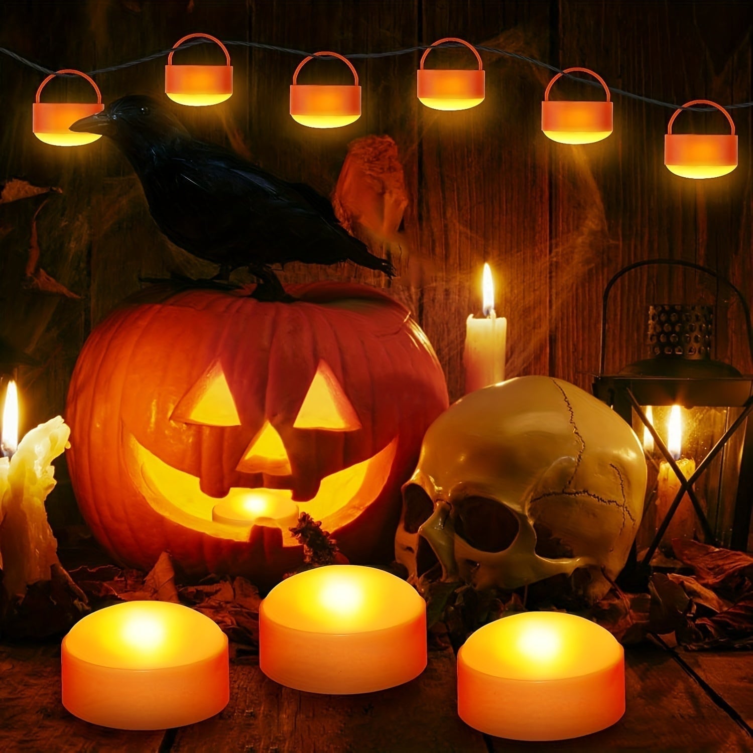 Halloween Lampki LED do Dyni z Pilotem Bezpłomieniowe Dekoracja Wnętrz - Image 3