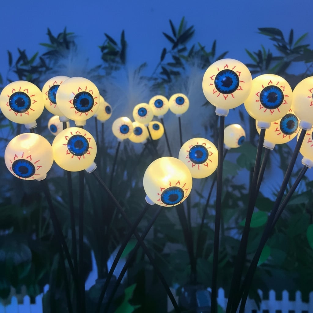 Halloween Lampy Solarne Ogrodowe Kule świecące Oczy do Dekoracji Ogrodu Lampki Zewnętrzne - Image 4