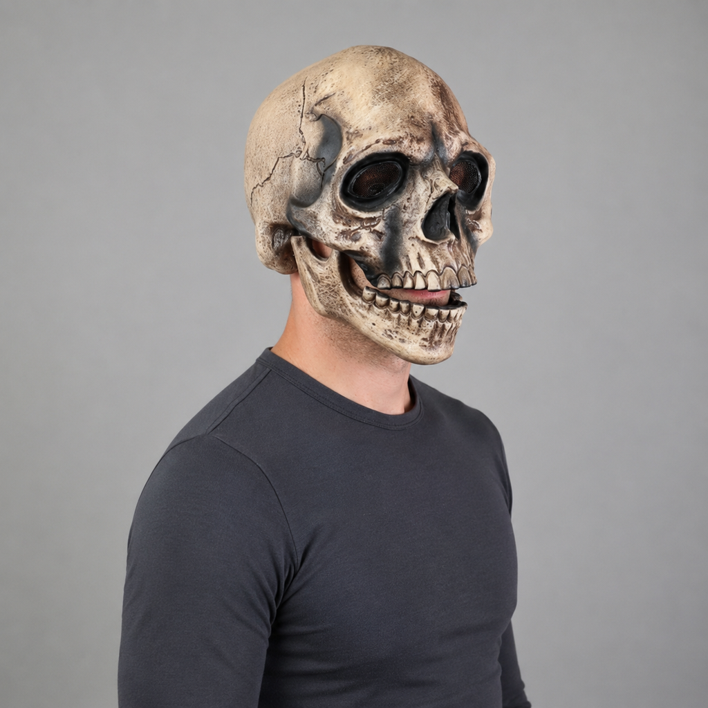 Halloween Maska Czaszka z Ruchomą Szczęką do Przebrania i Imprezy - Image 1