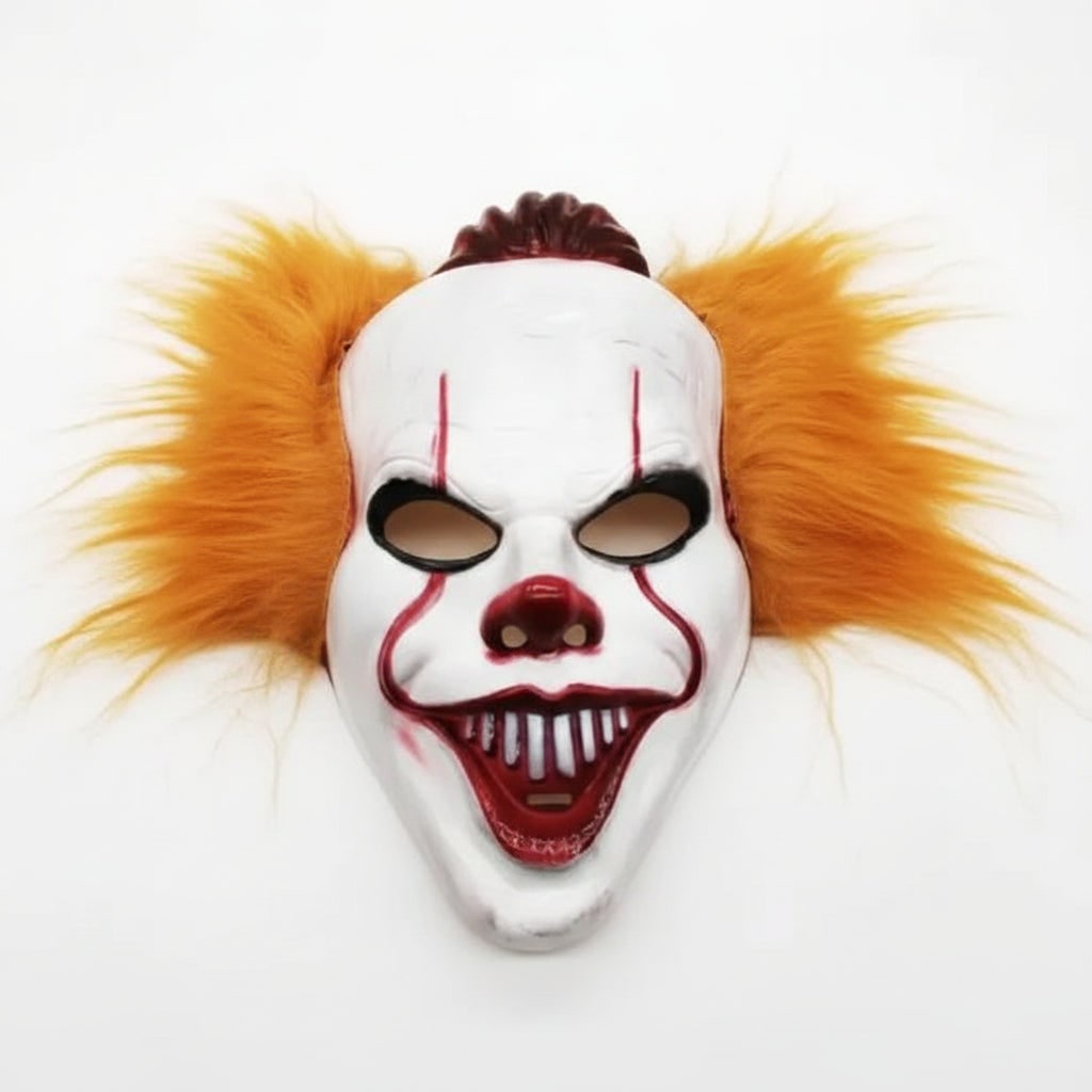 Halloween Maska Klauna ze Syntetycznymi Włosami Straszna na Imprezę i Cosplay - Image 1