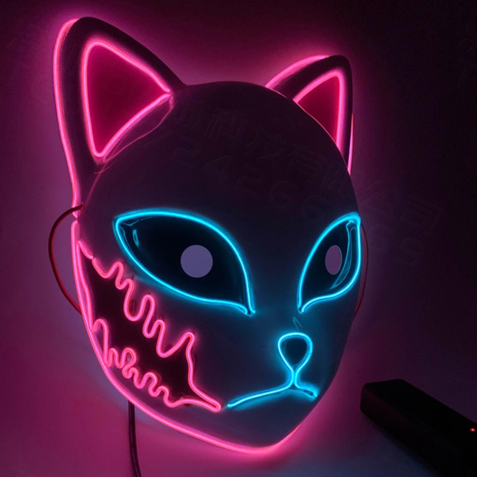 Halloween Maska LED Kot Anime Cosplay ze świecącym Podświetleniem do Masek na Maski - Image 10