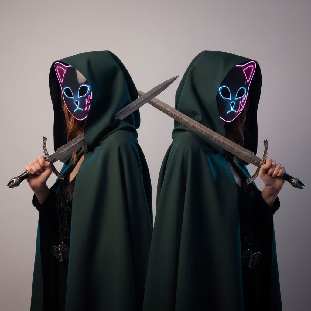 Halloween Maska LED Kot Anime Cosplay ze świecącym Podświetleniem do Masek na Maski - Image 11