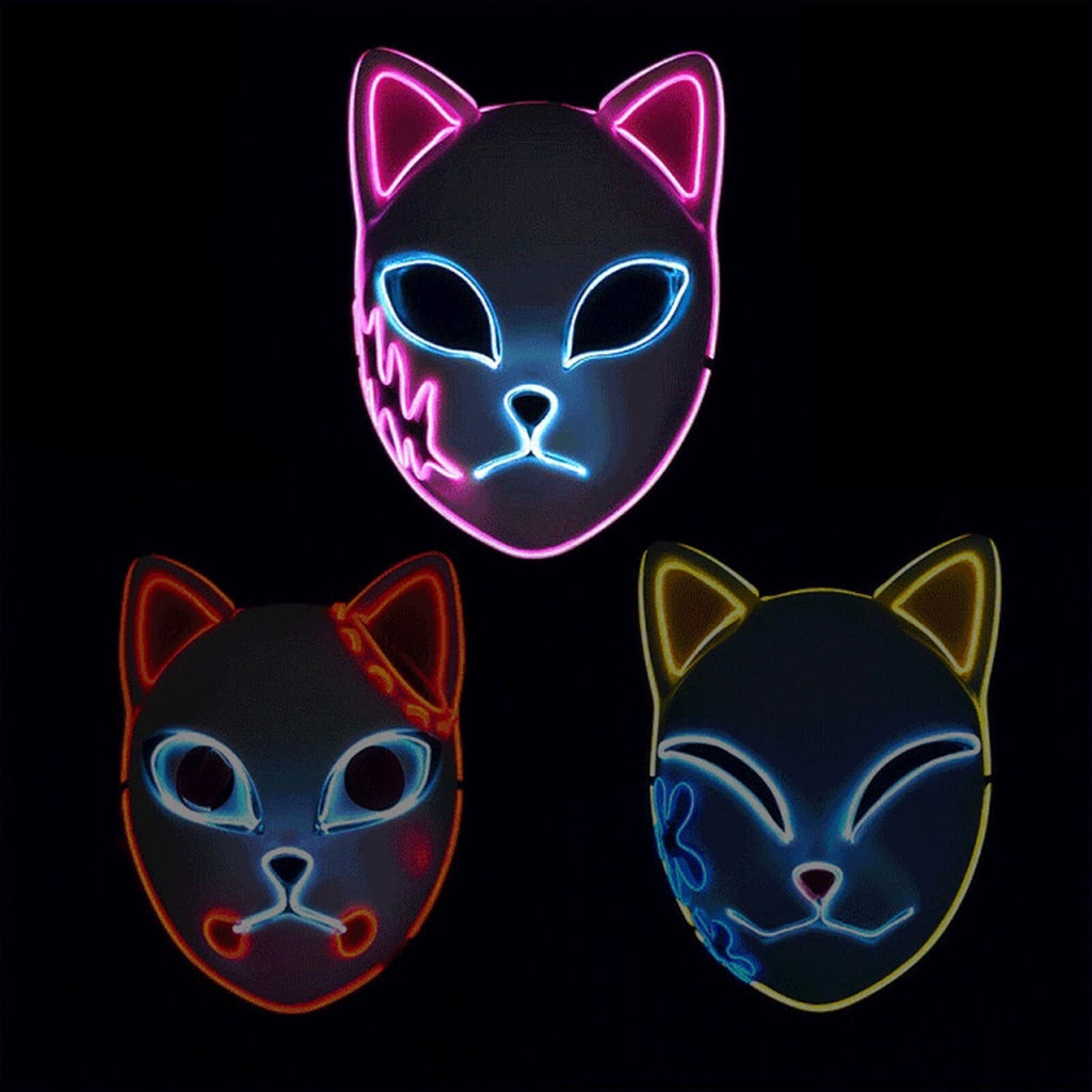 Halloween Maska LED Kot Anime Cosplay ze świecącym Podświetleniem do Masek na Maski - Image 5