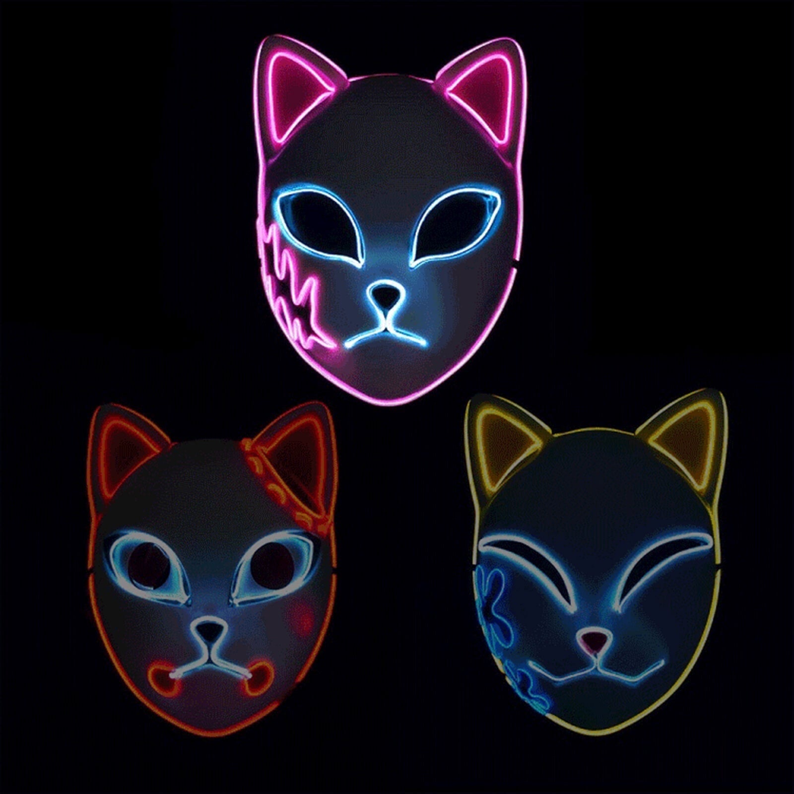 Halloween Maska LED Kot Anime Cosplay ze świecącym Podświetleniem do Masek na Maski - Image 5