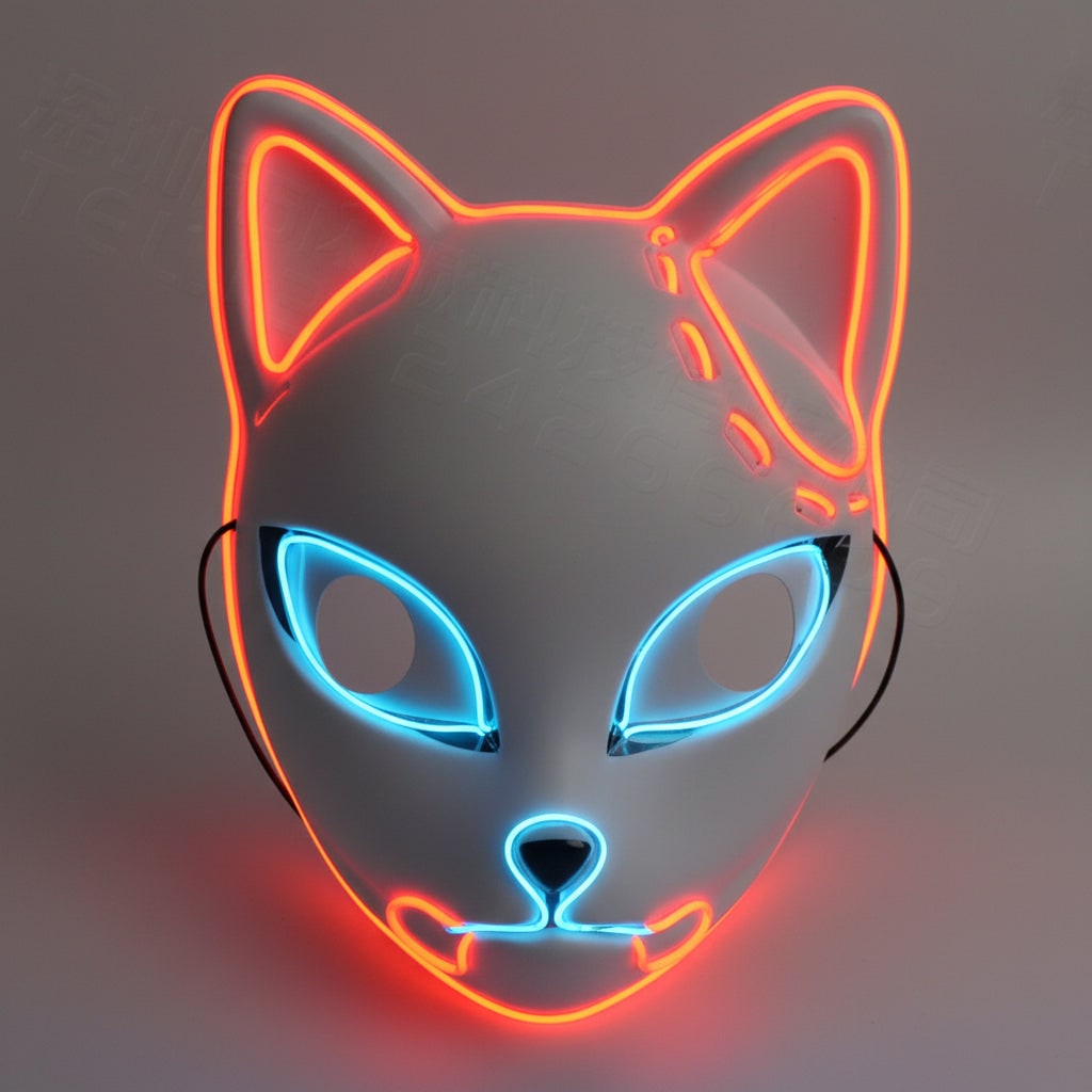 Halloween Maska LED Kot Anime Cosplay ze świecącym Podświetleniem do Masek na Maski - Image 9