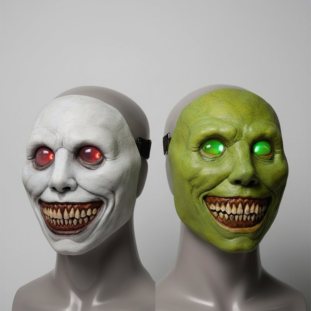Halloween Maska LED na Twarz Lateksowa Straszna z Szerokim Uśmiechem i Elastycznym Paskiem - Image 4
