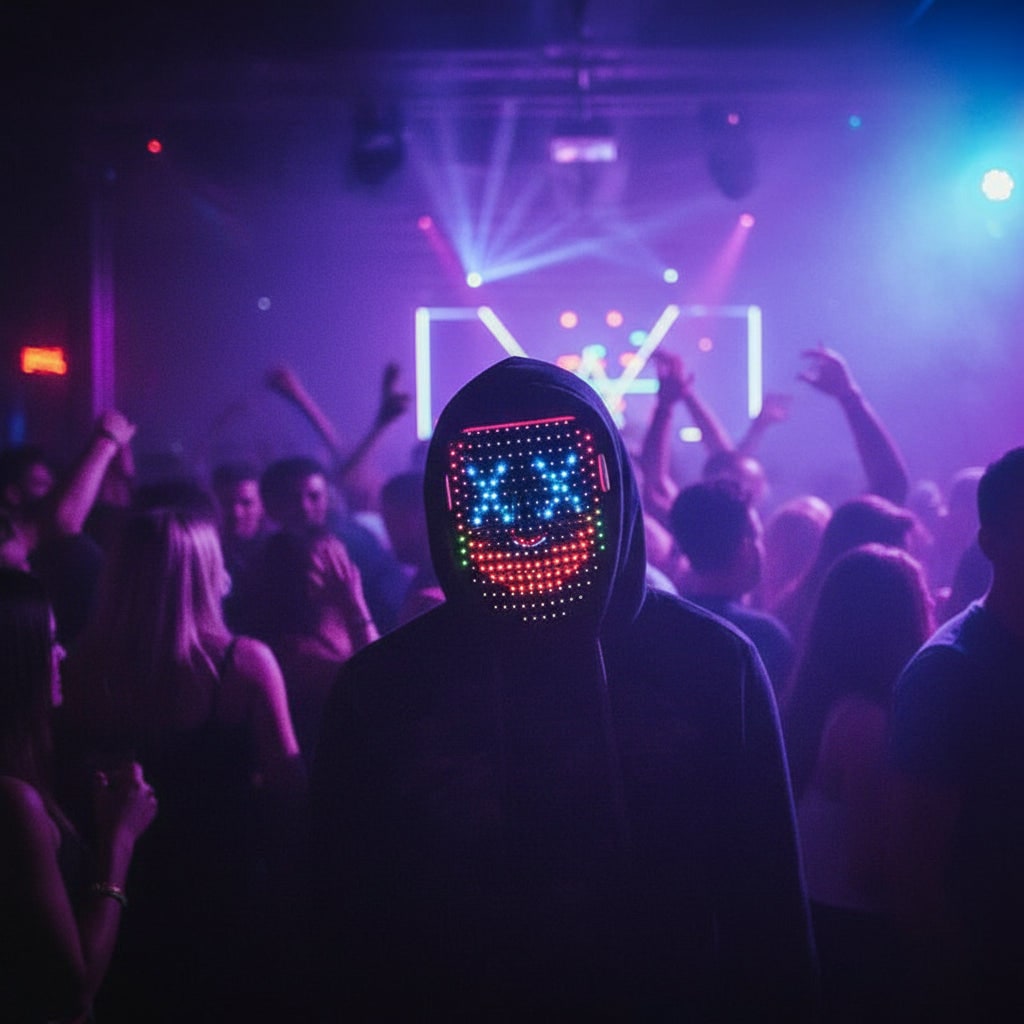 Halloween Maska LED na Twarz Sterowana Gestami z Wielokolorowymi Efektami świetlnymi - Image 1