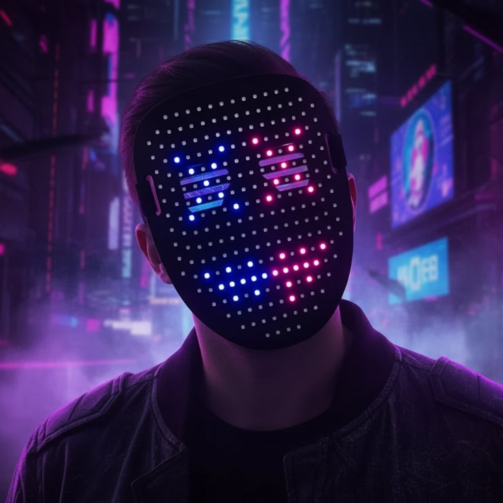 Halloween Maska LED na Twarz świecąca do Twarzy Kostium Impreza Ledowa - Image 1