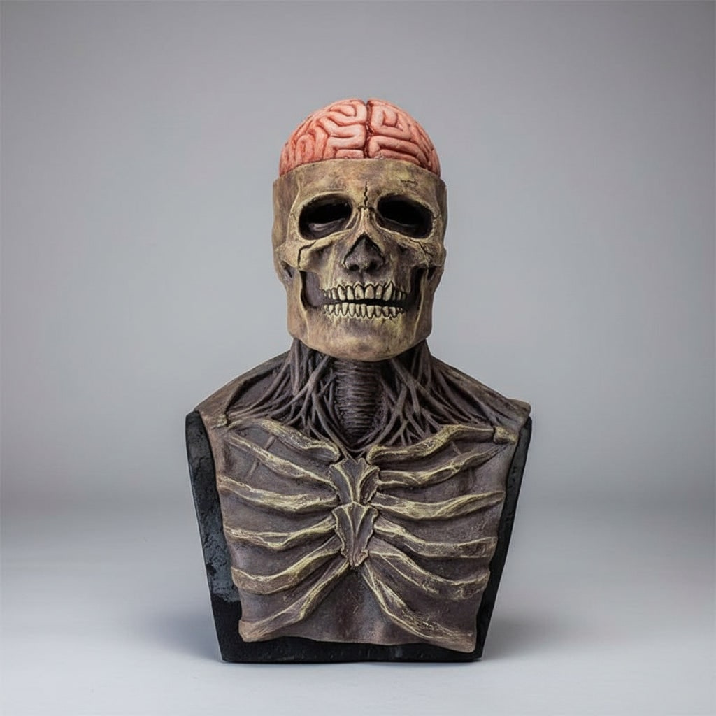 Halloween Maska na Całą Głowę Czaszki z Odsłoniętym Mózgiem do Przebrania i Imprezy dla Mężczyzn - Image 1