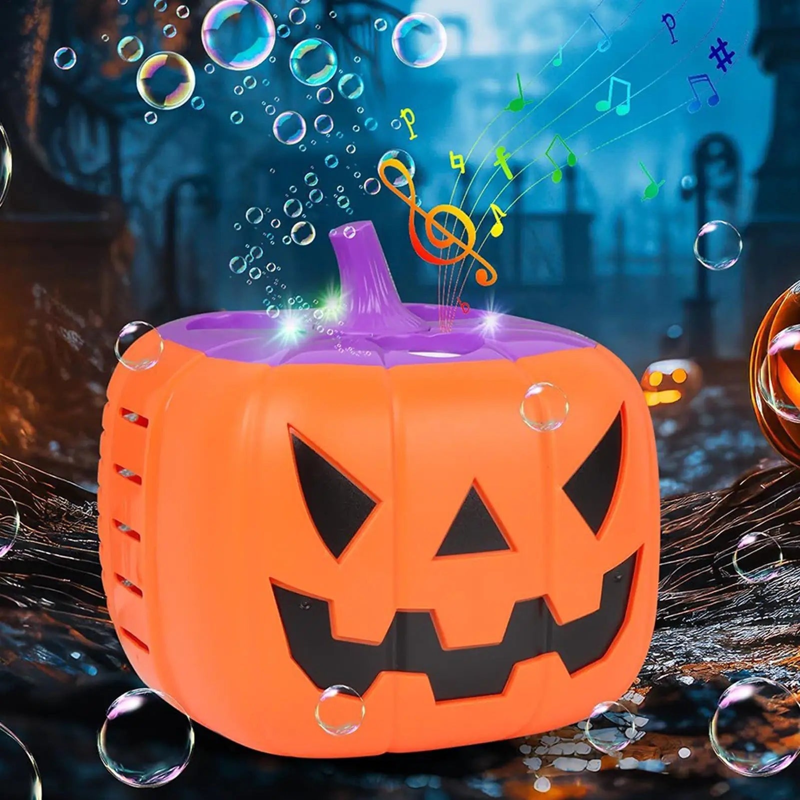 Halloween Maszyna do Baniek Mydlanych w Kształcie Dyni z Podświetleniem LED na Baterie dla Dzieci - Image 9