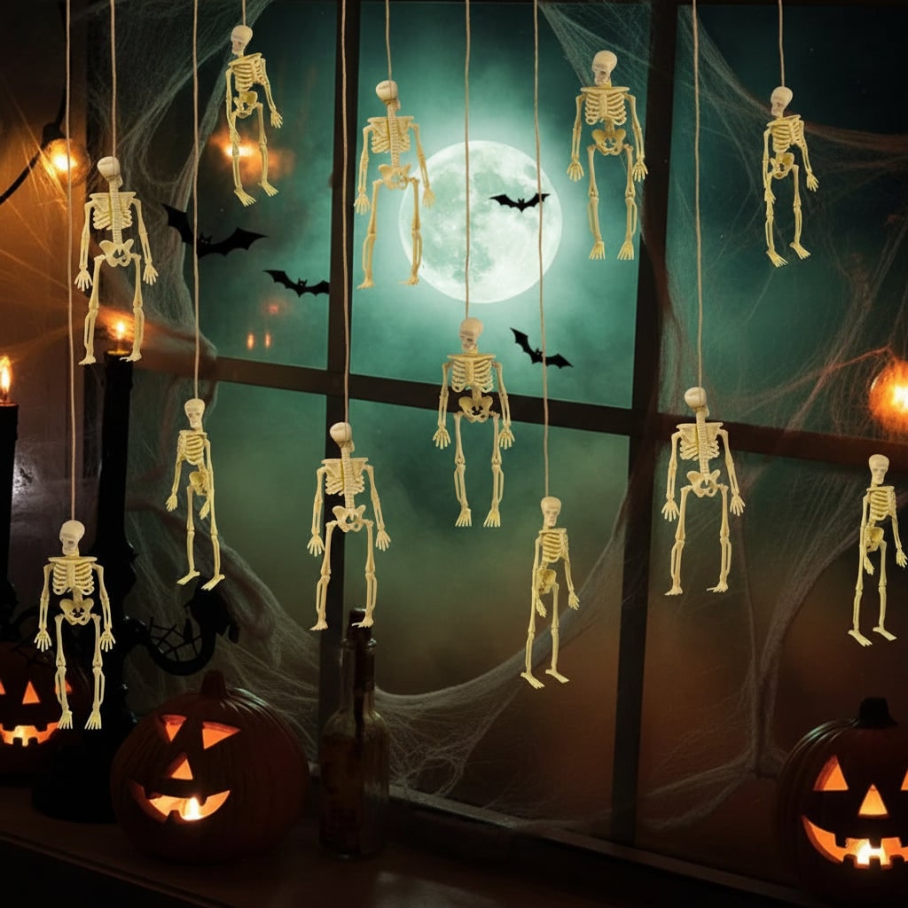 Halloween Miniaturowe Szkielety Ruchome Dekoracyjne ze Sznurkiem do Zawieszenia - Image 5