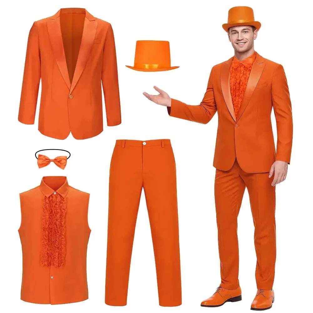 Halloween Męski Strój Garnitur Formalny z Cylindrem i żabotem do Imprezy Na - Image 3