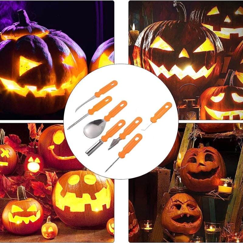 Halloween Narzędzia do Dyni ze Stali Nierdzewnej z Etui i Ergonomicznymi Uchwytami - Image 1