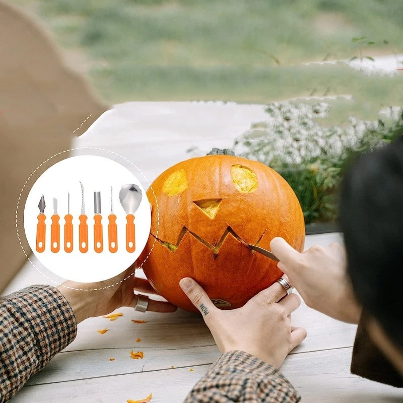 Halloween Narzędzia do Dyni ze Stali Nierdzewnej z Etui i Ergonomicznymi Uchwytami - Image 6