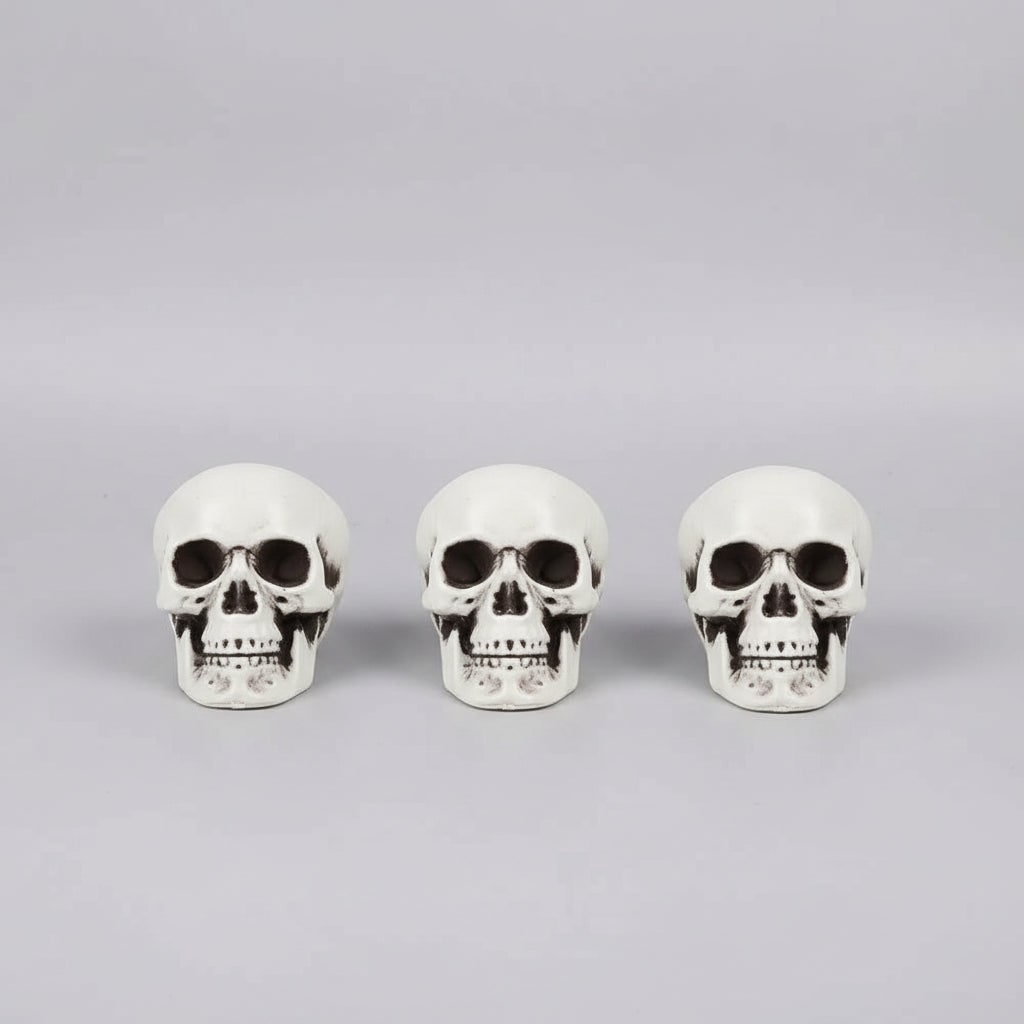 Halloween Ozdoby Czaszki Dekoracyjne Mini Zestaw z Matowym Wykończeniem i Czarnymi Cieniowaniami - Image 3