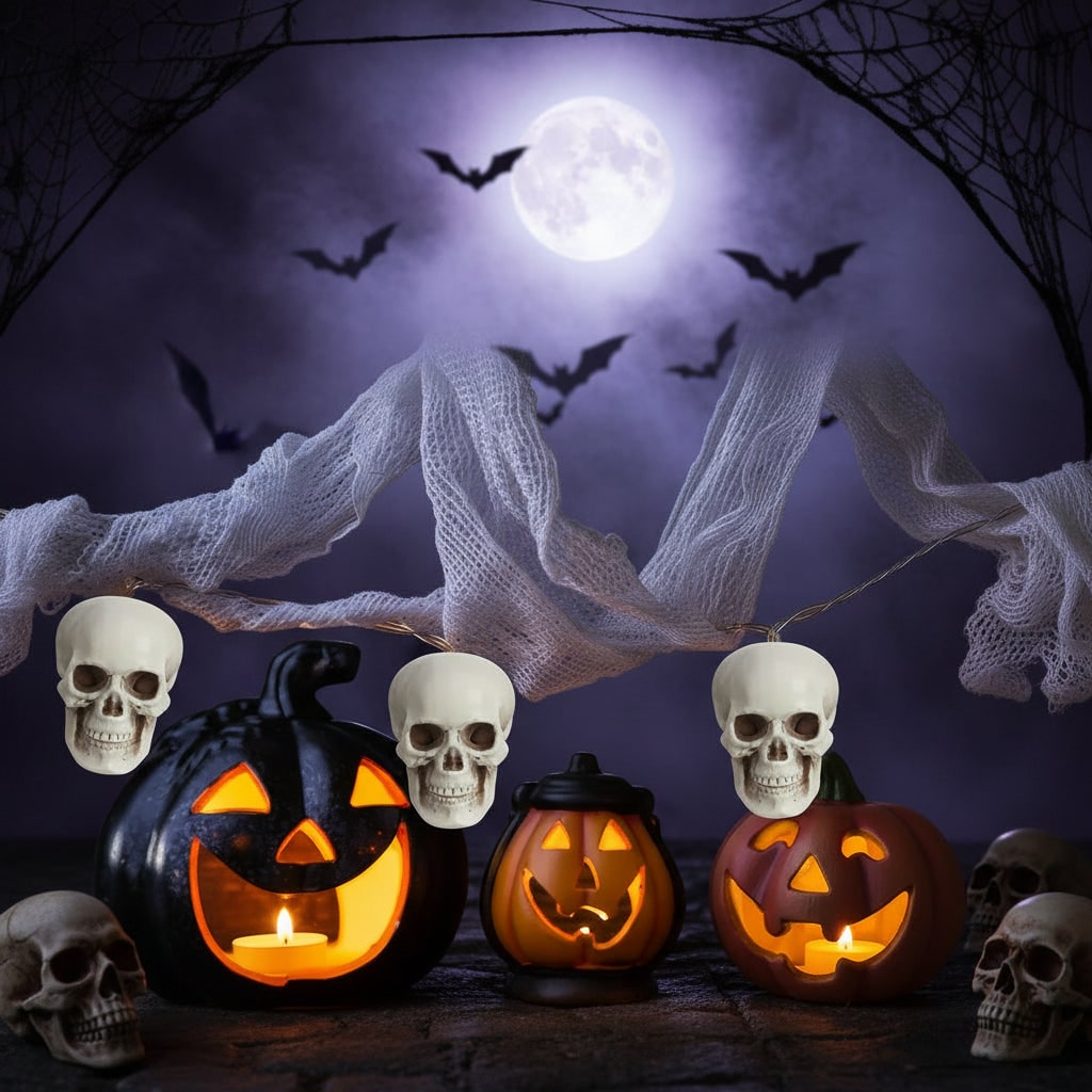 Halloween Ozdoby Czaszki Dekoracyjne Mini Zestaw z Matowym Wykończeniem i Czarnymi Cieniowaniami - Image 5