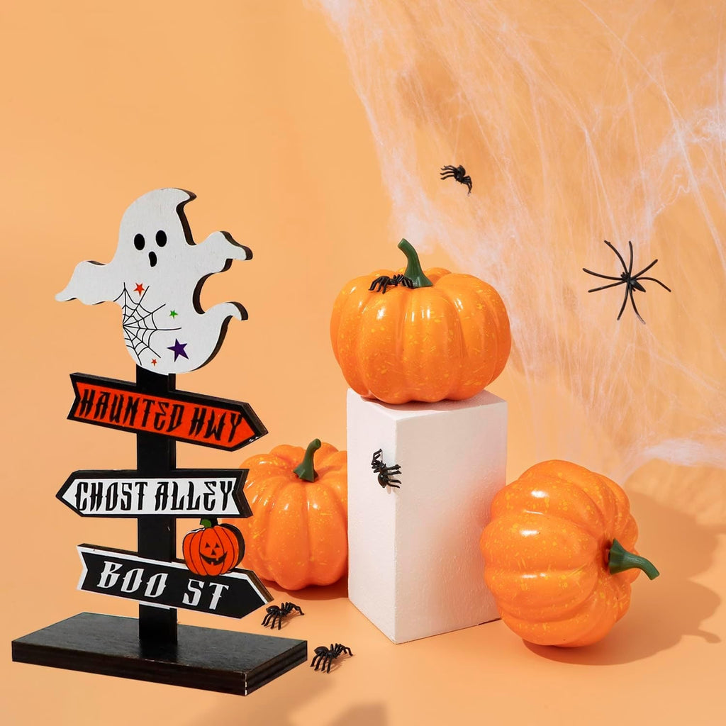 Halloween Ozdoby Drogowskaz Drewniany ze Strzałkami Kierunkowymi i Napisami na Stół - Image 3