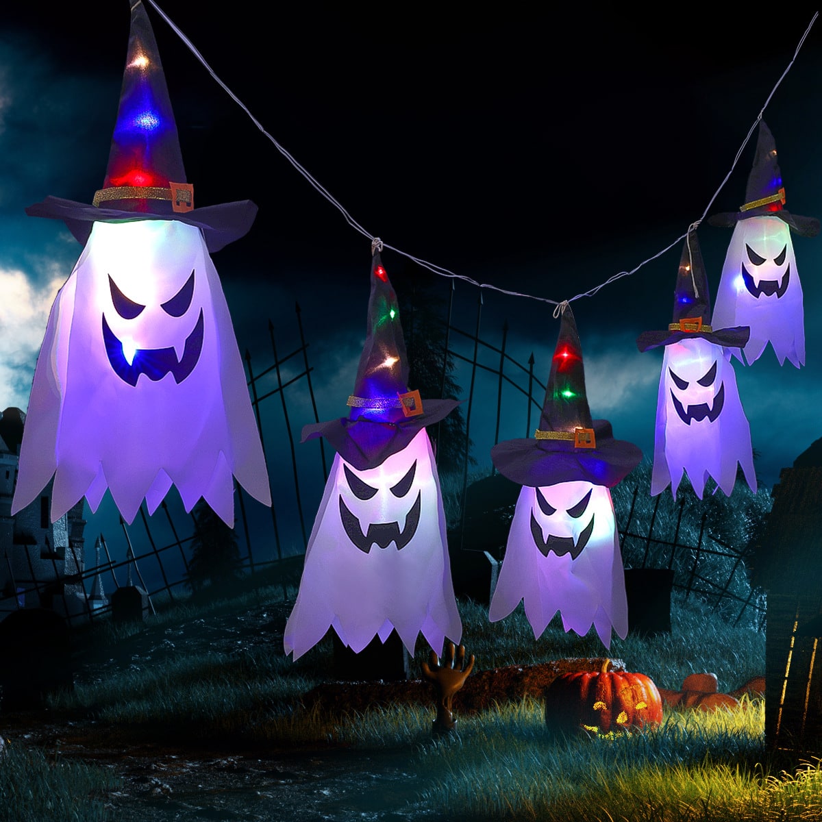 Halloween Ozdoby Wisząca Dekoracja Duch Lampion LED Papierowy do Domu i Imprezy - Image 16