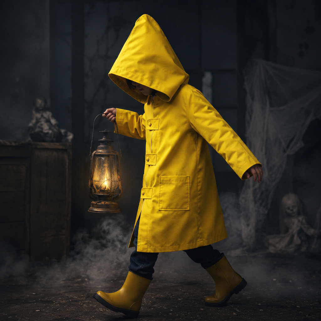 Halloween Płaszcz Przeciwdeszczowy na Deszcz z Dużym Kapturem i Zamkiem do Cosplayu - Image 1