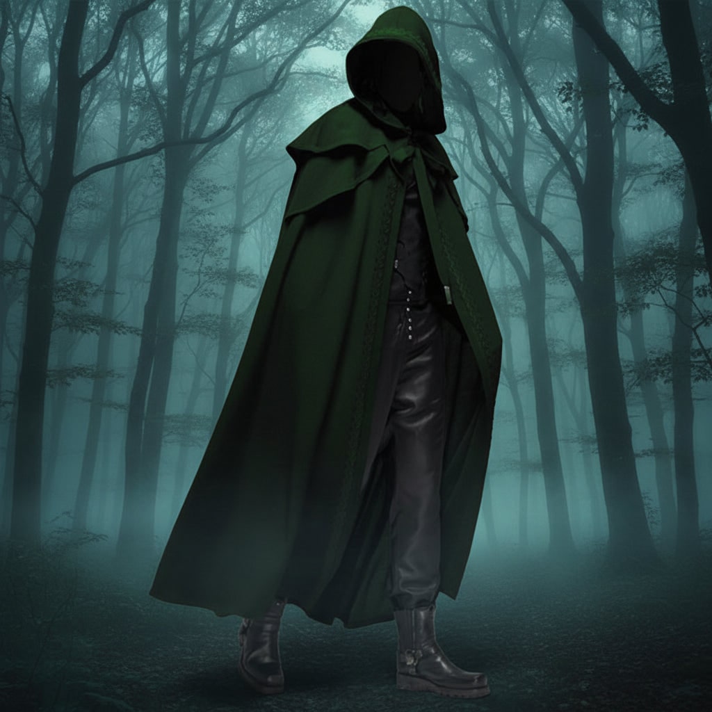 Halloween Peleryna z Kapturem dla Dzieci Gotycka Długa Przeciwdeszczowa do Kostiumu - Image 4