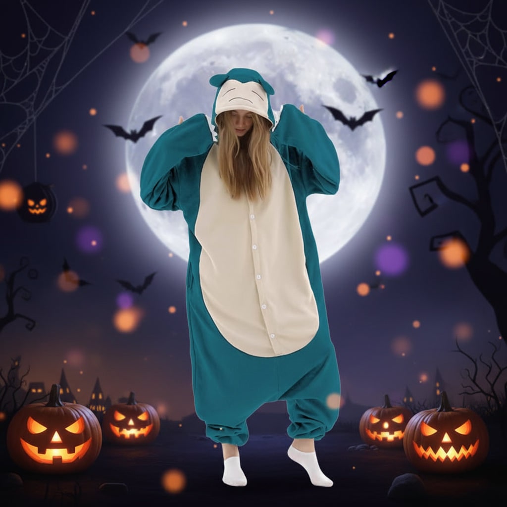 Halloween Piżama Jednoczęściowa Kigurumi dla Dzieci i Dorosłych z Kapturem Ogonem Onesie - Image 4