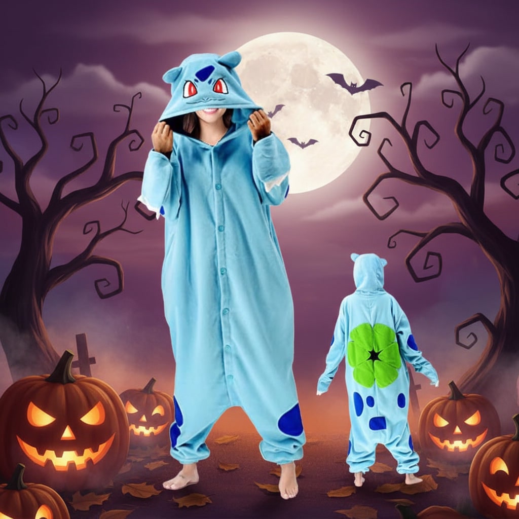 Halloween Piżama Jednoczęściowa Kigurumi dla Dzieci i Dorosłych z Kapturem Ogonem Onesie - Image 5