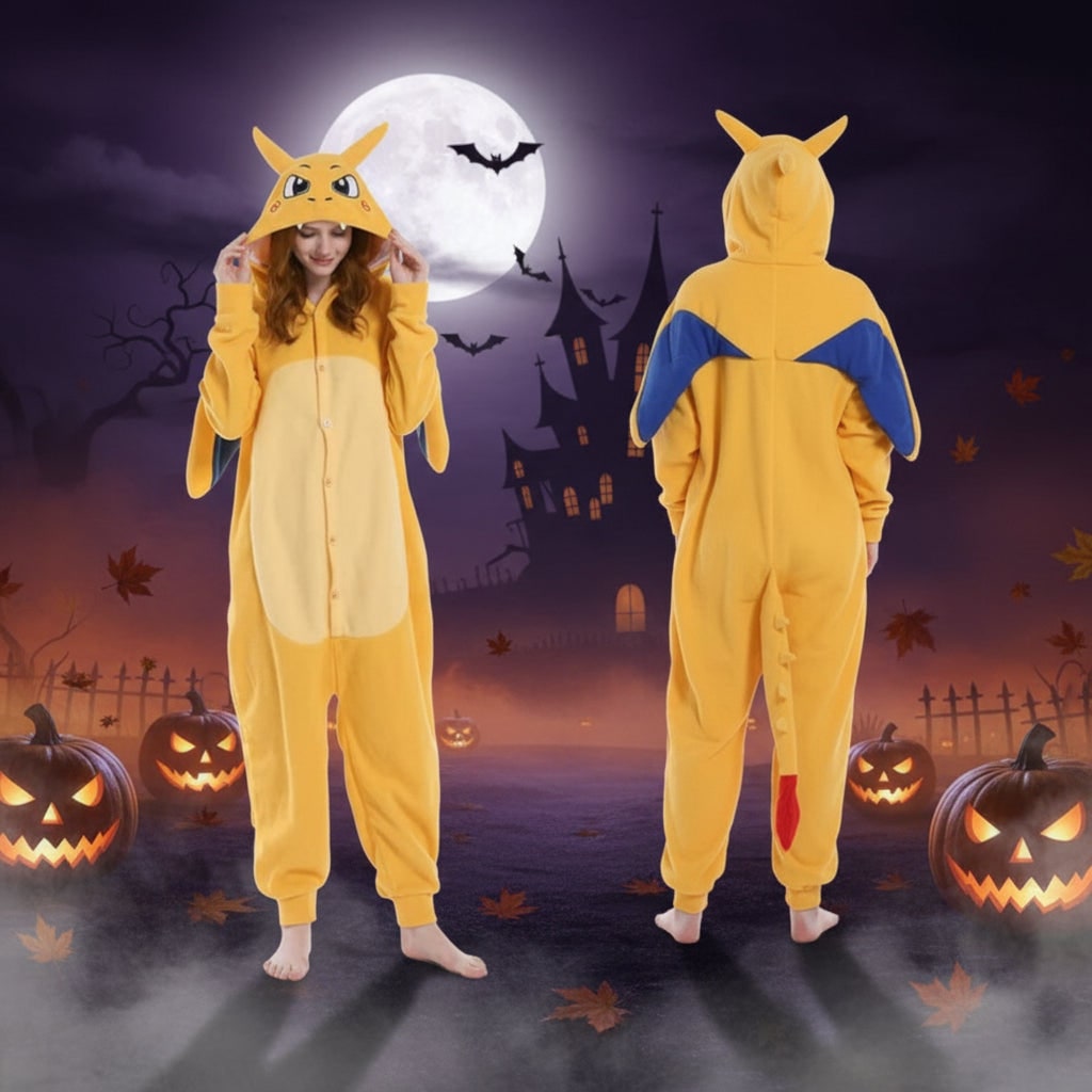 Halloween Piżama Jednoczęściowa Kigurumi dla Dzieci i Dorosłych z Kapturem Ogonem Onesie - Image 8