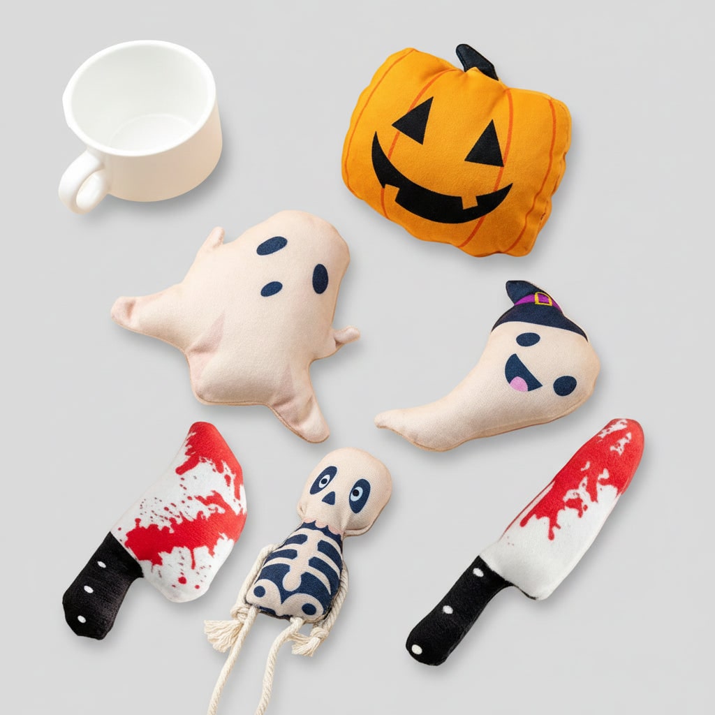 Halloween Pluszowa Zabawka dla Kota z Kocimiętką Motyw Duch Dynia Szkielet Żwirek - Image 8