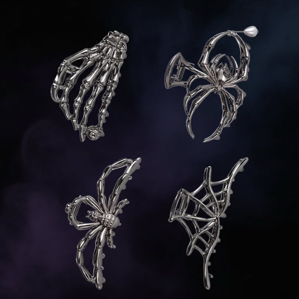 Halloween Spinka do Włosów Klamra z Motywem Pająka i Nietoperza Metalowa Dekoracyjna - Image 10