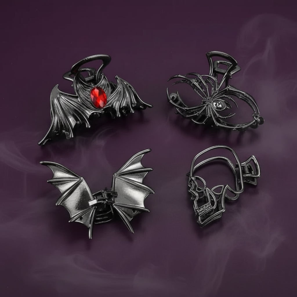Halloween Spinka do Włosów Klamra z Motywem Pająka i Nietoperza Metalowa Dekoracyjna - Image 11