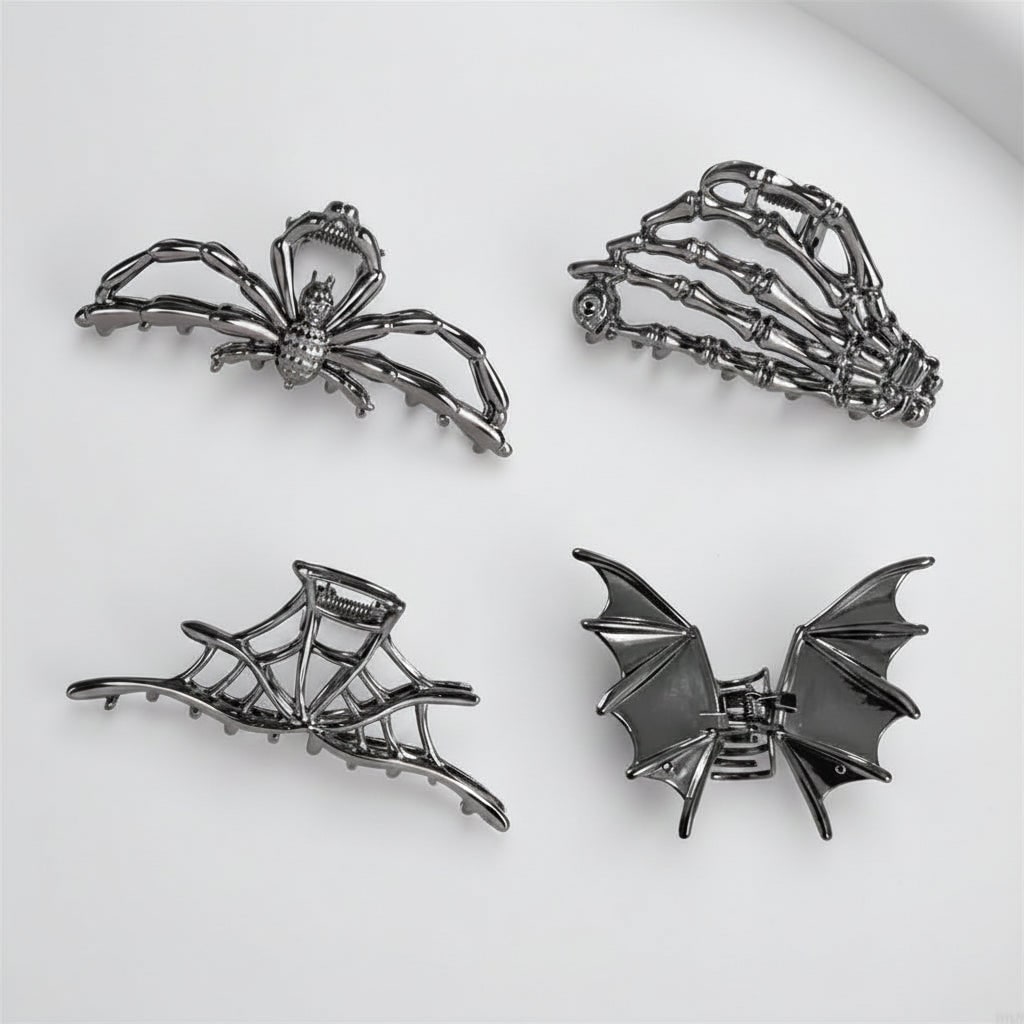 Halloween Spinka do Włosów Klamra z Motywem Pająka i Nietoperza Metalowa Dekoracyjna - Image 3