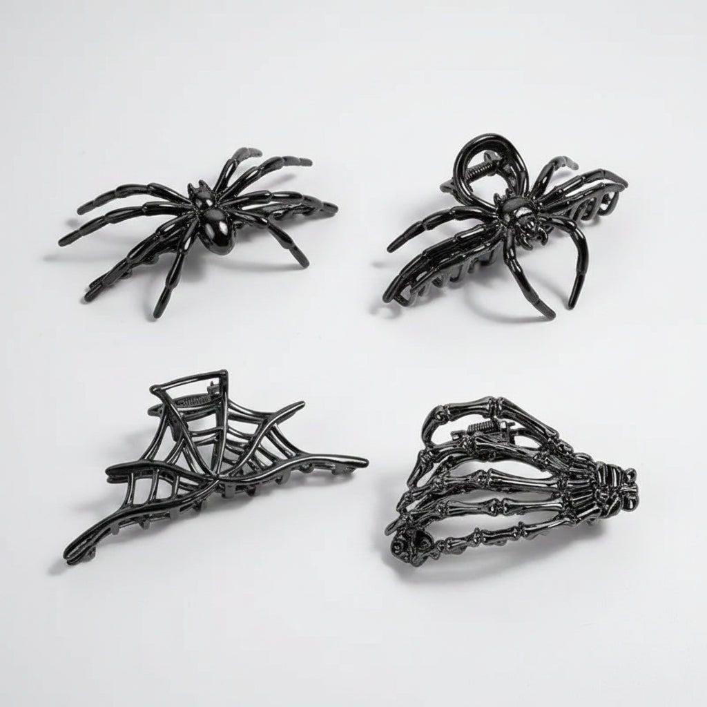 Halloween Spinka do Włosów Klamra z Motywem Pająka i Nietoperza Metalowa Dekoracyjna - Image 4