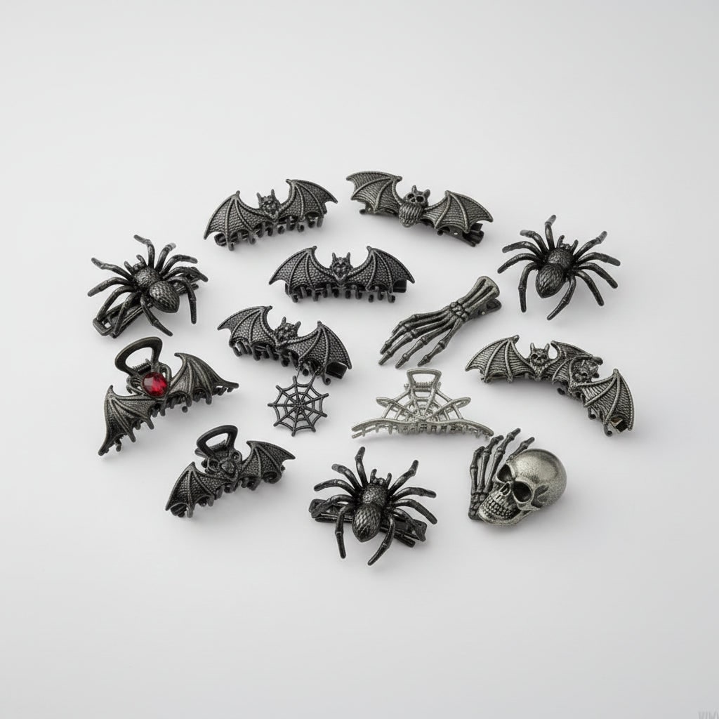 Halloween Spinka do Włosów Klamra z Motywem Pająka i Nietoperza Metalowa Dekoracyjna - Image 5