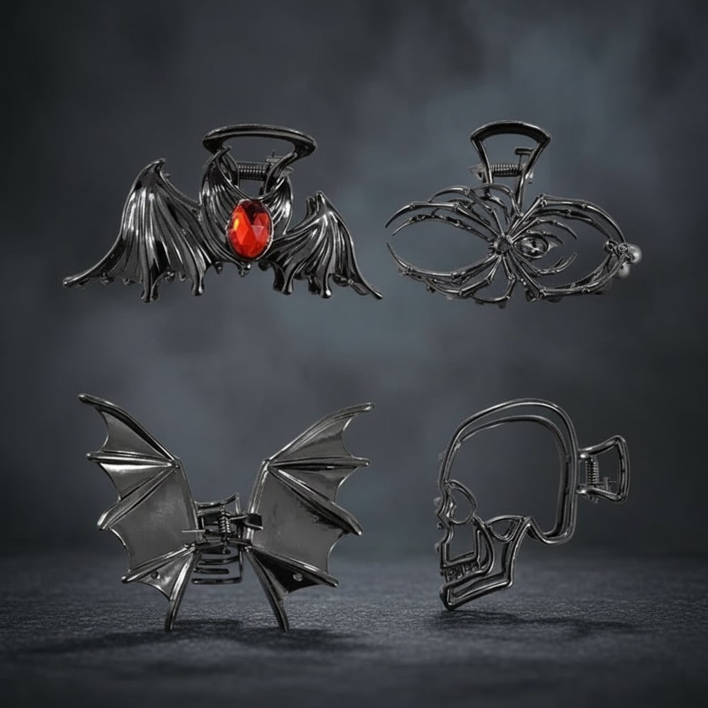 Halloween Spinka do Włosów Klamra z Motywem Pająka i Nietoperza Metalowa Dekoracyjna - Image 6