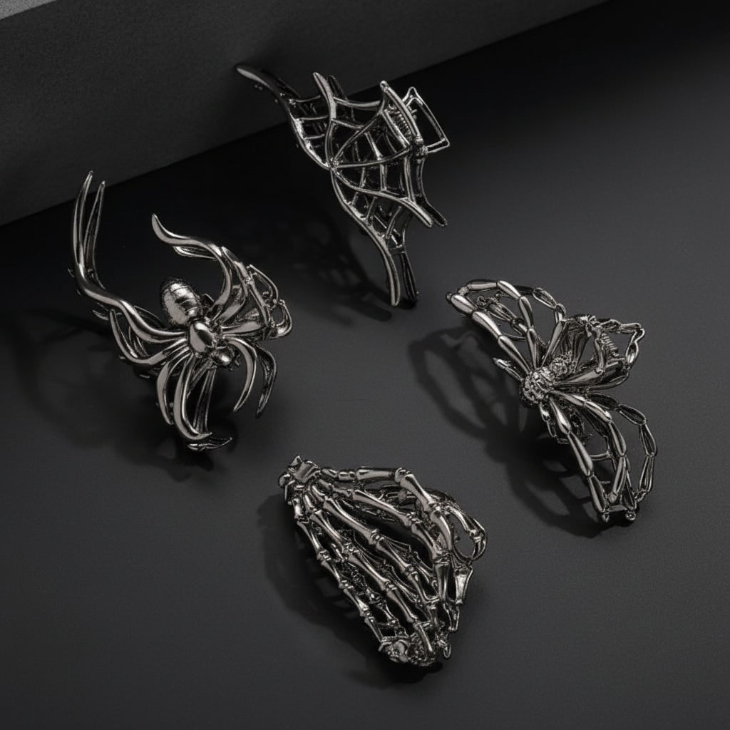 Halloween Spinka do Włosów Klamra z Motywem Pająka i Nietoperza Metalowa Dekoracyjna - Image 7