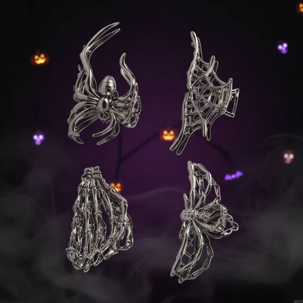 Halloween Spinka do Włosów Klamra z Motywem Pająka i Nietoperza Metalowa Dekoracyjna - Image 8